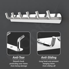 Plantex Wall Hooks for Hanging Cloth/Stainless Steel Towel Hangers/Bathroom Robe Hooks/Door Hangers/Wall Hook Rack/Hook Rail for Hanging Keys - 6 Hooks (Pack of 3, Chrome)-5