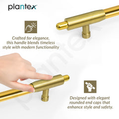 Plantex 12 Inch Main Door Handle/Pull-Push Handle for Main Door/Stainless Steel Handle for Home&Office/Hotel - Pack of 1 (Brass Antique & PVD Gold)-4