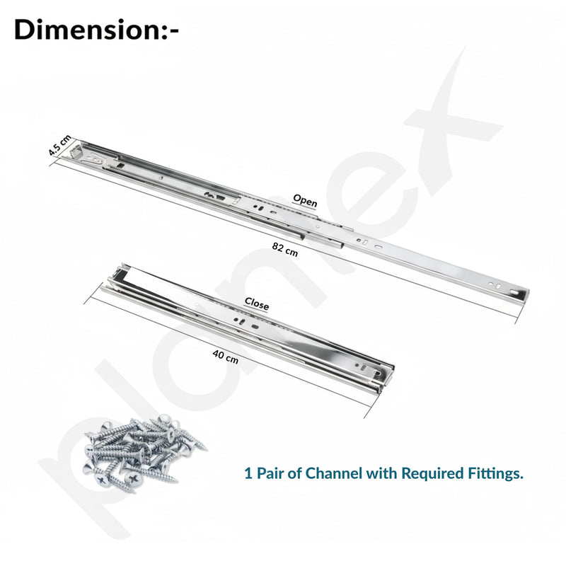 Plantex Drawer Channel/Regular Close Ball Bearing/Channel for Drawer/Telescopic Channel for Wooden & Metals Drawers in Kitchen, Wardrobe, (18-Inch,Silver) 1 Pair Set-3