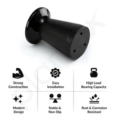 Plantex 3 Inch Sofa Leg for Bed Furniture/Aluminium Sofa Leg for Table/Support Legs/Furniture Leg - Pair of 1 (2 Piece) (DTS-87, Black)-2