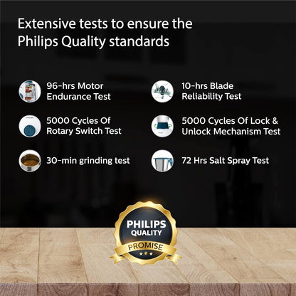 Philips HL7536/01-500 W Mixer Grinder with 4 Jar (3 Stainless Steel Jar +1 Blender Jars), Bigger jar sizes, with 5 Year Warranty on Motor