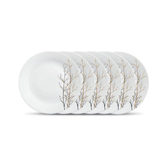 La Opala Diva, Ivory Collection, Opal Glass Full Plate Set 11" 6 pcs, Golden Fall, White, Standard
