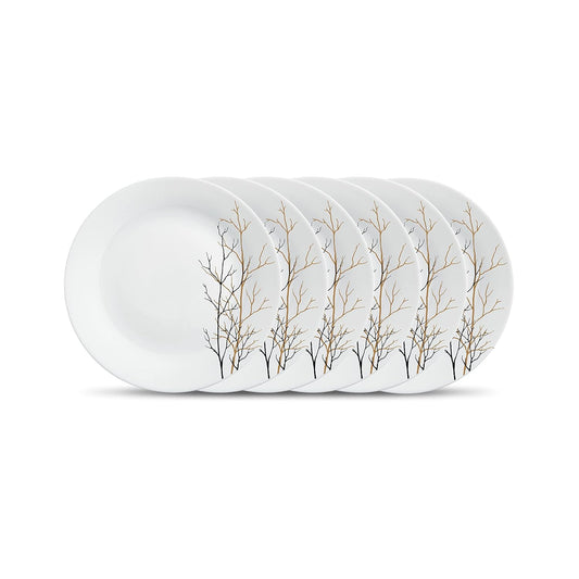 La Opala Diva, Ivory Collection, Opal Glass Full Plate Set 11" 6 pcs, Golden Fall, White, Standard