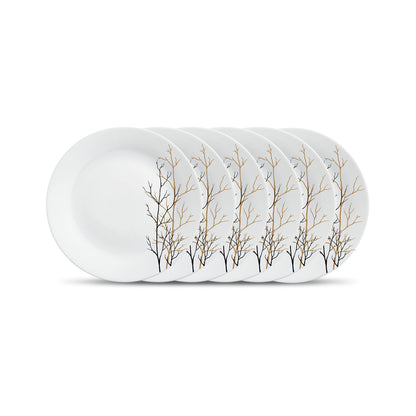 La Opala Diva, Ivory Collection, Opal Glass Full Plate Set 11" 6 pcs, Yellow Grace, White