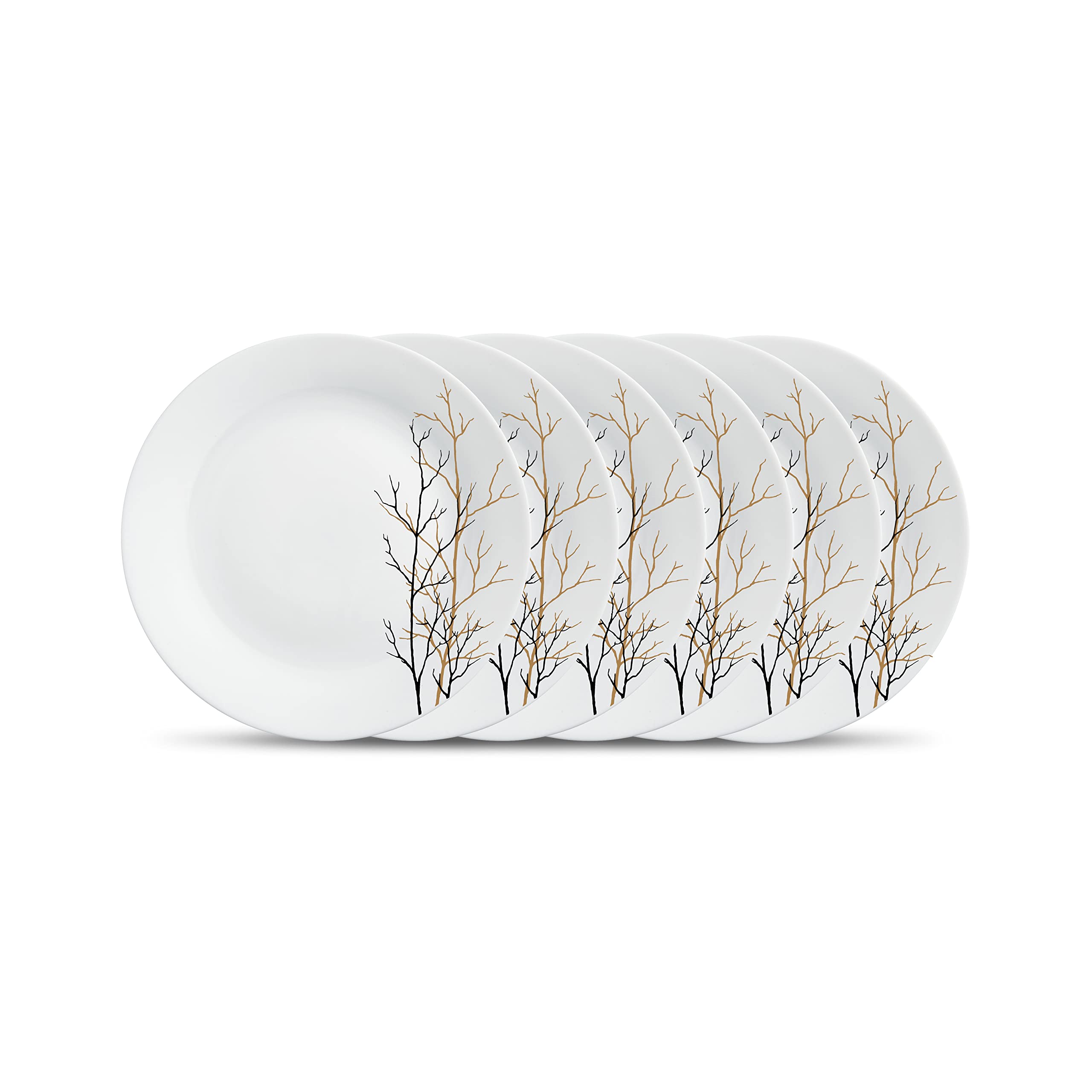 La Opala, Ivory Collection, Opal Glass Full Plate Set 6 pcs, Plainware, White