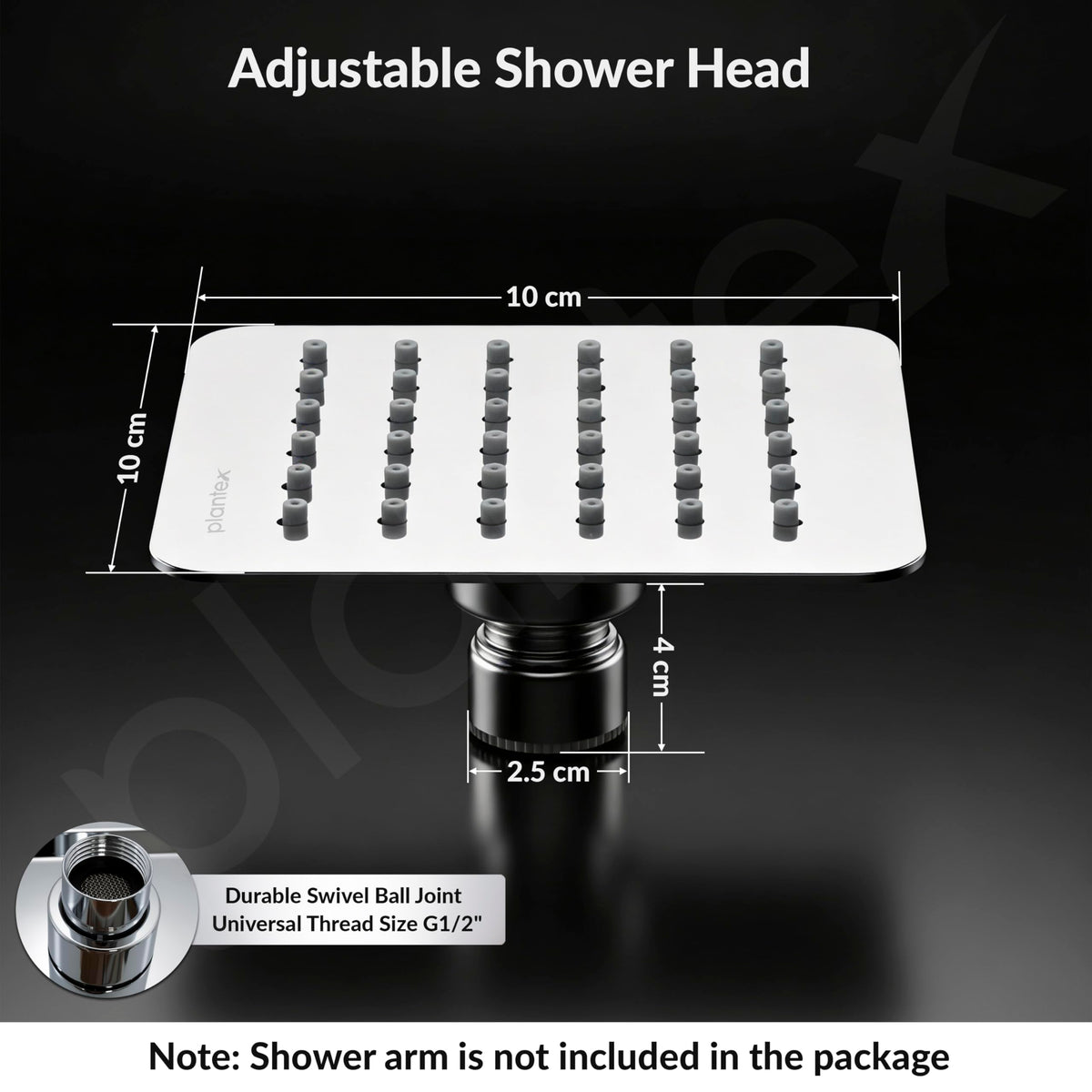 Plantex Stainless Steel 4 Inch Rain Flow Overhead Shower with Water Saving Nozzle/Bathroom Shower/Adjustable Shower Head for Bathroom without Arm - (APS-617-Chrome)-4