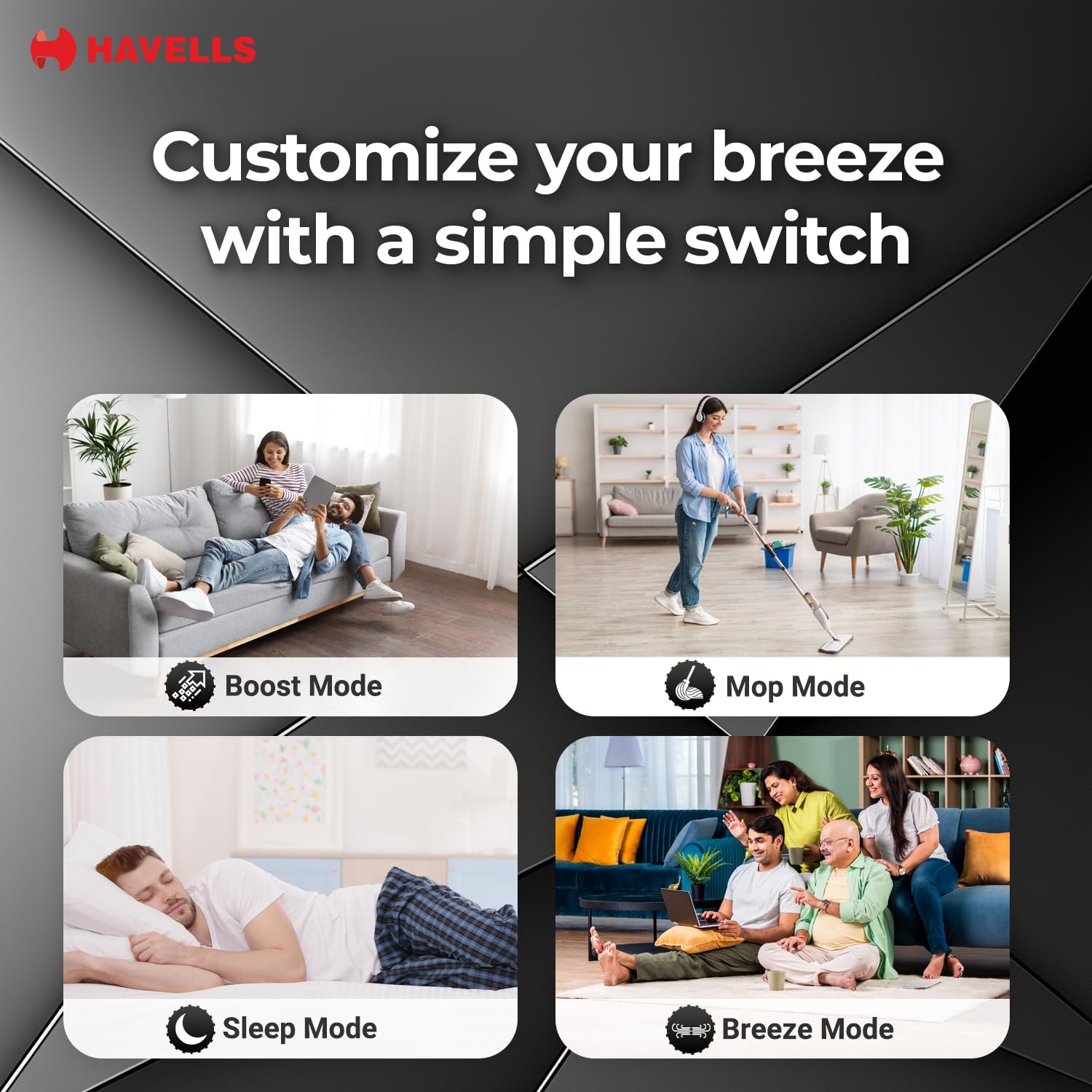 Havells FAB BLDC ULED Ceiling Fan 1200mm, 5 star, LED Speed Indicator, 380 RPM, Up to 65% Savings,Reverse Rotation,4 Speed Modes,Low Wattage 30W,Low Noise,Air Flow:225 CMM, 3 Year Warranty,Smoke Brown