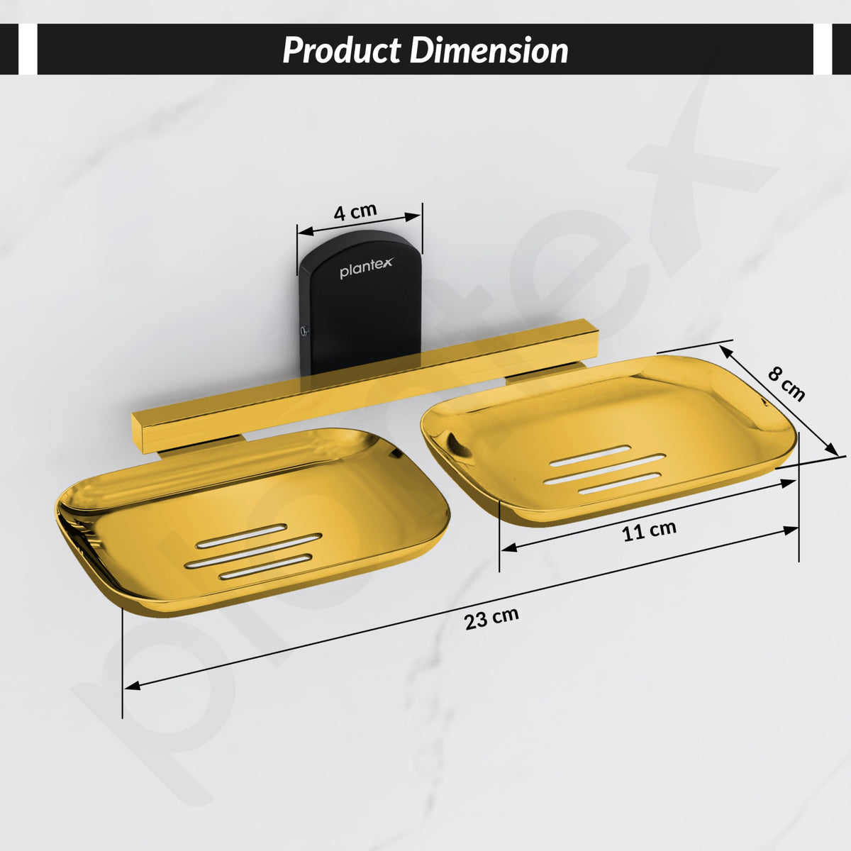 Plantex 304 Grade Stainless Steel Double Soap Holder for Bathroom/Soap Dish for washbasin/Soap Stand/Bathroom Accessories - Parv (Gold & Black)-3
