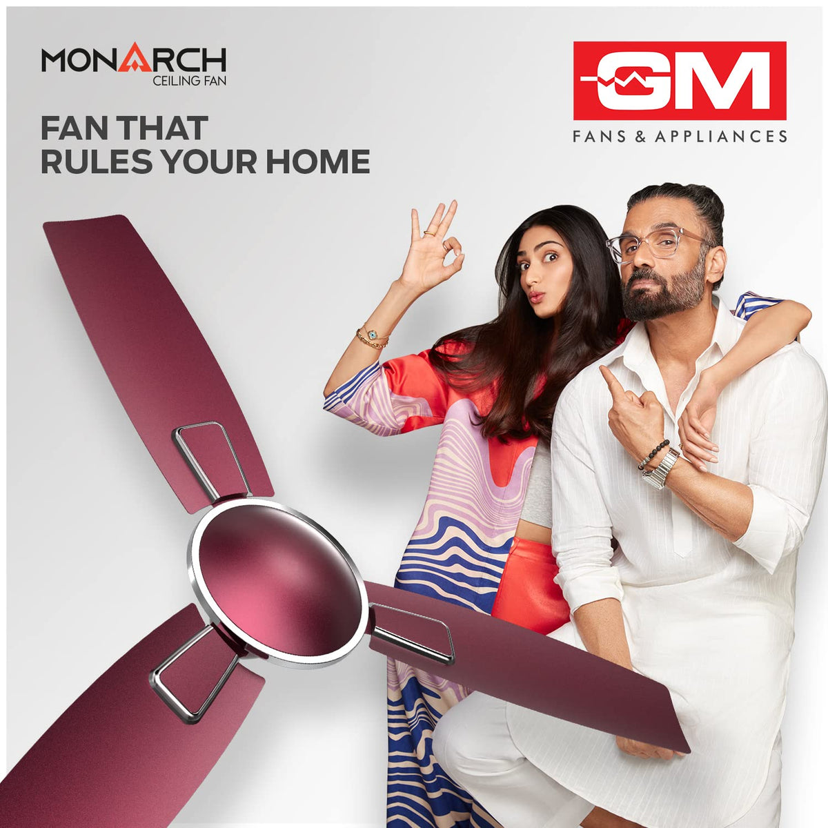 GM Monarch Ceiling Fan Dashing Red 1200 MM 360 RPM 1 Star Rated, Energy Efficient, Anti Dust, High Gloss Metallic Finish Suitable for Living Room-2