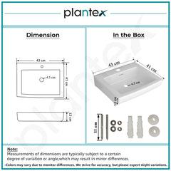 Plantex Ceramic Wall Hung Basin with 10 Years Glaze Warranty by Plantex/Washbasin for Bathroom/Wall Mounted Wash Basin/Sink for Living Room (Laric, White)-3