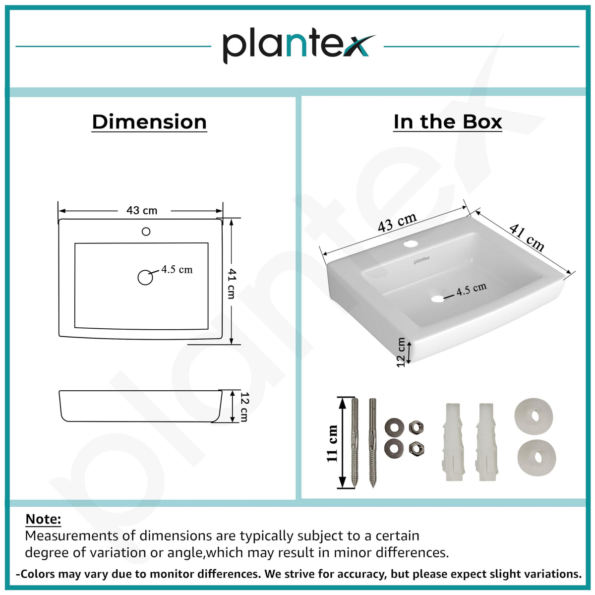 Plantex Ceramic Wall Hung Basin with 10 Years Glaze Warranty by Plantex/Washbasin for Bathroom/Wall Mounted Wash Basin/Sink for Living Room (Laric, White)-3