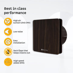 atomberg Studio Exhaust 6 Inches | Suitable for Bathroom, Kitchen | BLDC Motor | Easy to Clean | 2 Year Warranty (Dark Wood)