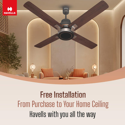 Havells 1320Mm Florette Bldc Motor Ceiling Fan|Remote Controlled, High Air Delivery Fan|5 Stars Rated, Upto 60% Energy Saving, 2 Year Warranty|(Pack Of 1, Smoke Brown Wood)
