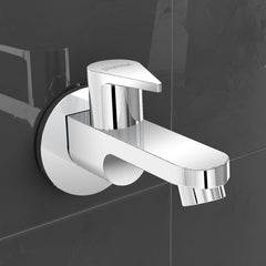 Plantex Pure Brass PAC-1802 Bib Cock Water Tap with Water Saving Aerator/Bib Tap with Brass Wall Flange and Teflon Tape-7 Year Warranty (Mirror Chrome Finish)-1