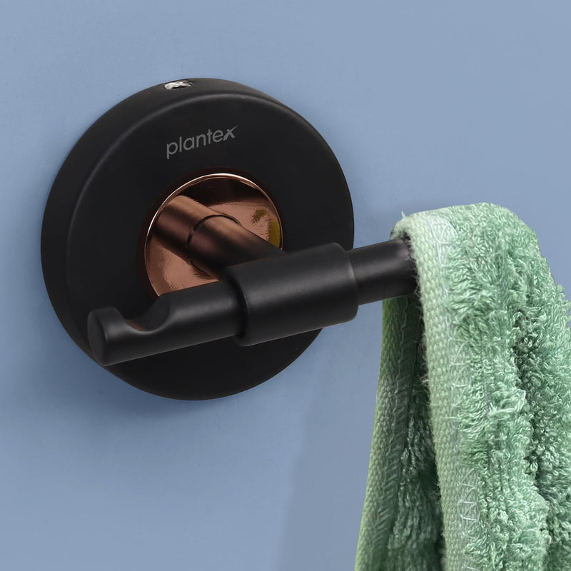 Plantex Brass with 304 Grade Stainless Steel Robe Hook/Cloth-Towel Hanger/Door Hanger-Hook Bathroom Accessories - RDAB (Black)-1