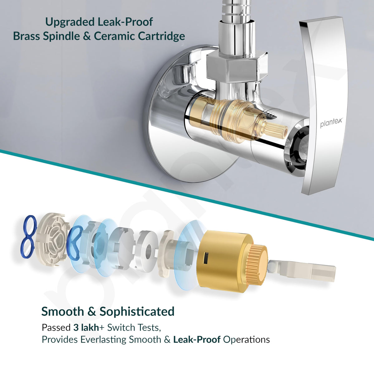 Plantex Pure Brass Angle Valve for Bathroom/Single Lever Angle Cock/Stop Cock with Wall Flange/Kitchen and Bathroom Accessories (ZUR-1504, Chrome)-5