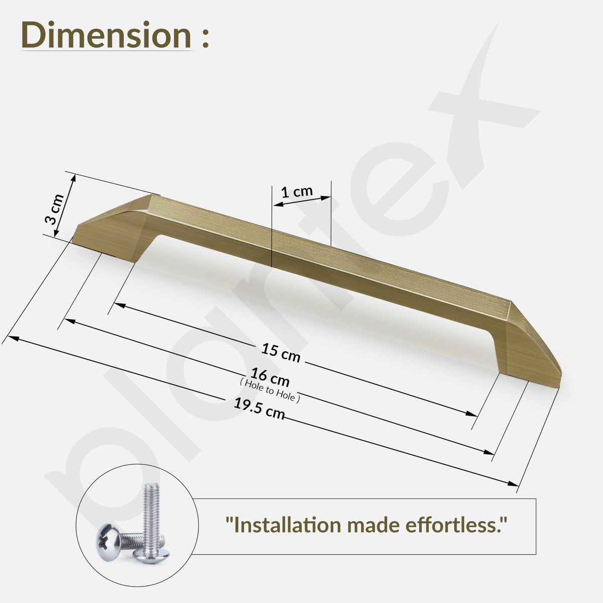 Plantex Cabinet Handle/Kitchen Cabinet Door Handle/Wardrobe/160 mm Cupboard Handle/Door Pull-Push Handle for Home/Office - Pack of 2 (Brass Antique) (Model APS-DTC-3780)-3