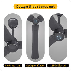 atomberg Renesa Halo Smart Alexa Enabled 1200mm BLDC Ceiling Fan with Remote | BEE 5 star | High Air Delivery | Low noise | LED Speed Indicator | Sleek Design | | 3 Year Warranty| Pebble Grey