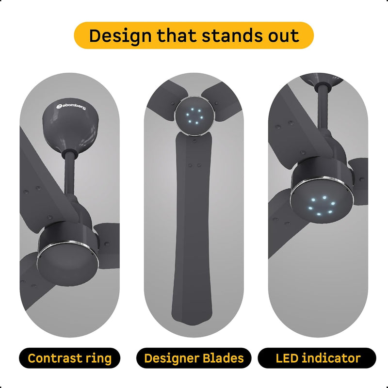 atomberg Renesa Halo Smart Alexa Enabled 1200mm BLDC Ceiling Fan with Remote | BEE 5 star | High Air Delivery | Low noise | LED Speed Indicator | Sleek Design | | 3 Year Warranty| Pebble Grey