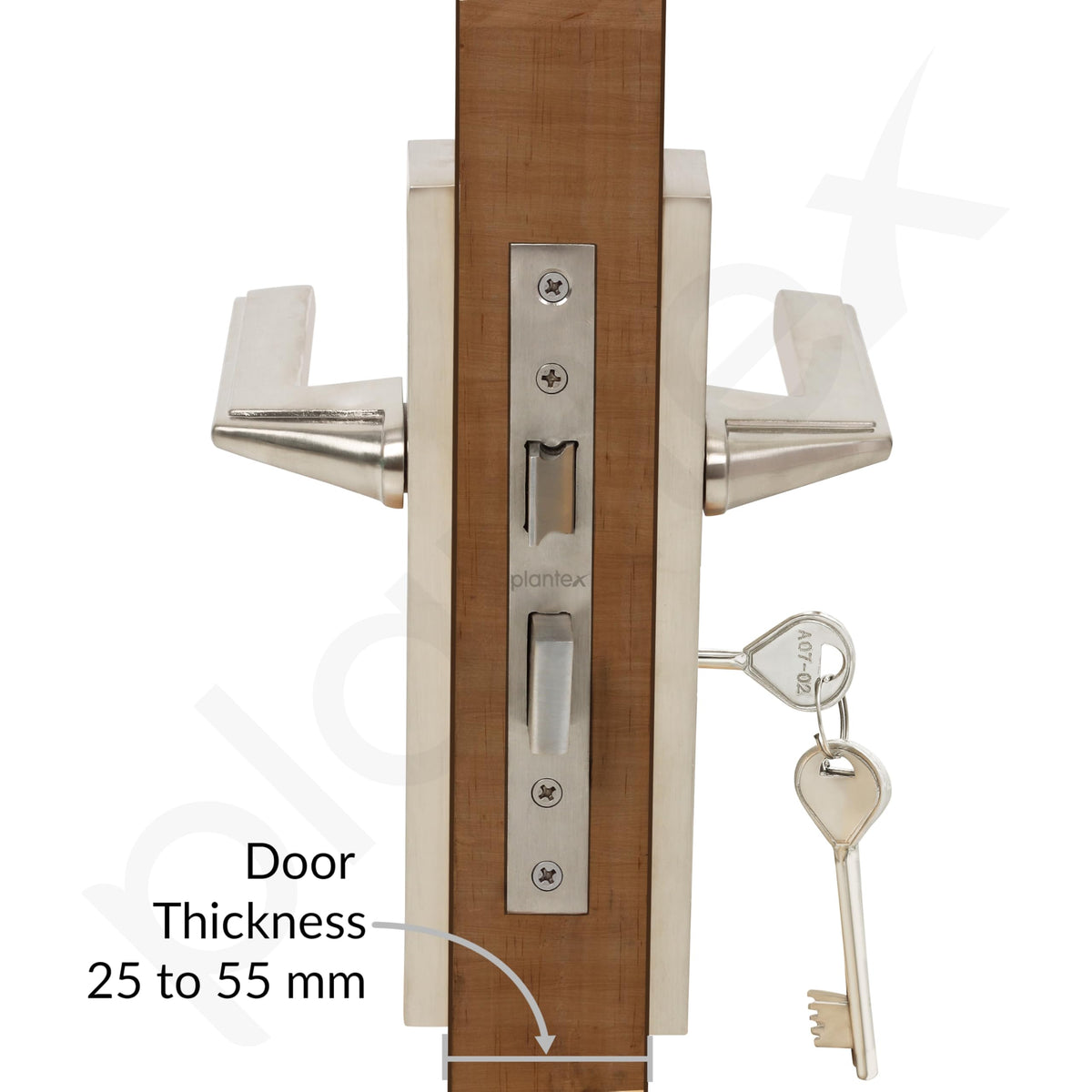 Plantex Heavy-Duty Door Lock Set - Main Door Lock Handle Set/ 6-Lever Lock Mechanism with 3 Years of Warranty/Mortise Lock with 3 Keys, Brass Lockbody (Matt)-4