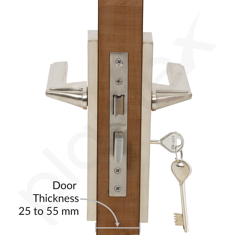 Plantex Heavy-Duty Door Lock Set - Main Door Lock Handle Set/ 6-Lever Lock Mechanism with 3 Years of Warranty/Mortise Lock with 3 Keys, Brass Lockbody (Matt)-4