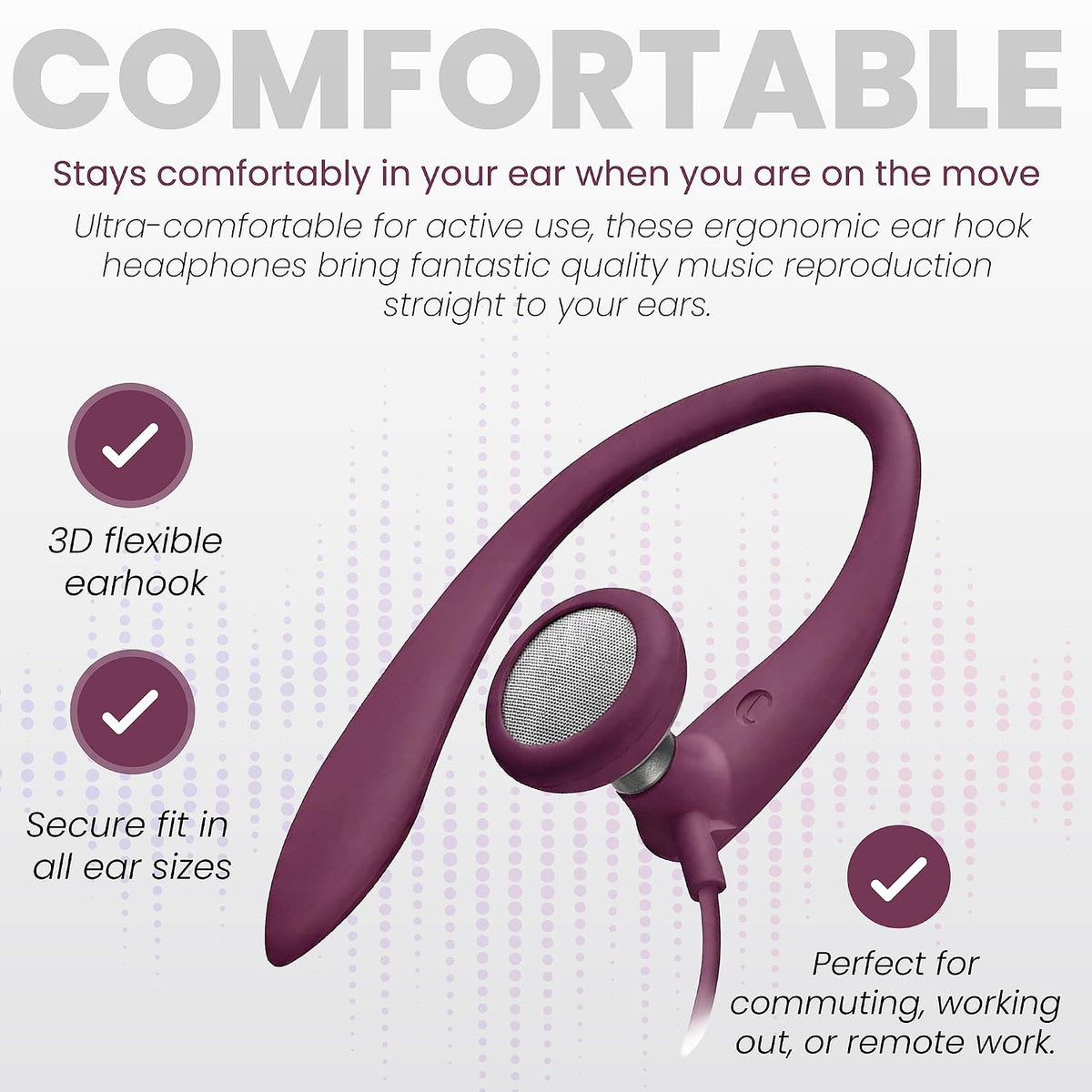 Philips SHS3200PK Flexible Earhook Headphones, Pink (SHS3200PK/37)
