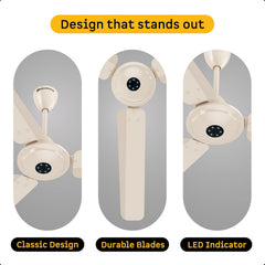 atomberg Ikano 1200mm BLDC Ceiling Fan with Remote | BEE 5 star | High Air Delivery | LED Speed Indicator | Low Noise | Timeless Design with Power Saving | 3 Year Warranty (Seasand Ivory)