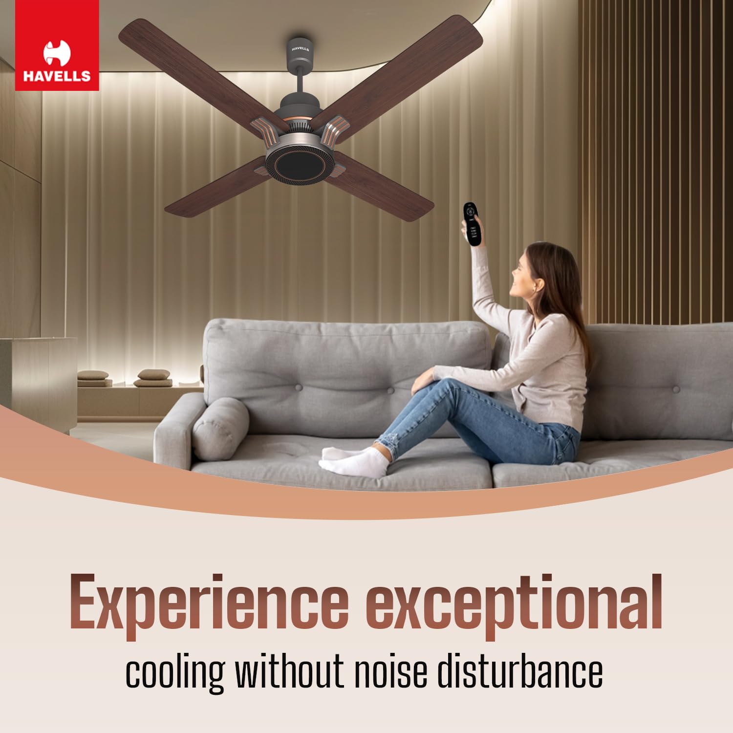 Havells 1320Mm Florette Bldc Motor Ceiling Fan|Remote Controlled, High Air Delivery Fan|5 Stars Rated, Upto 60% Energy Saving, 2 Year Warranty|(Pack Of 1, Smoke Brown Wood)