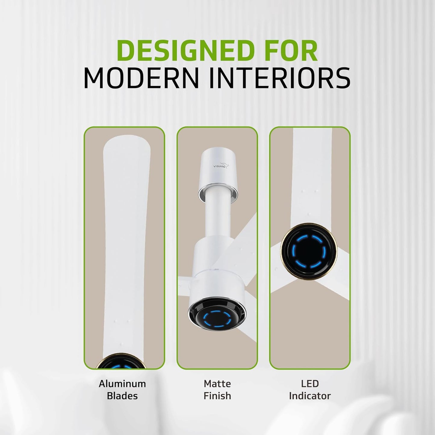 V-Guard Insight-G Premium BLDC Ceiling Fan For Home | 6 Speed Settings | 5-Star Energy Saving | Convenient Remote Control | High-Speed 100% Copper Motor | 1.2M (Blossom White Matte)