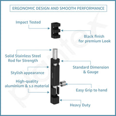 Plantex Stainless Steel Tower Bolt/Tower Bolt for Home,Offices Doors & Windows/4 Inch Tower Bolt for Main Door/Door Latch/Kundi/Chitakini/Door Latch for Windows - Pack of 1 (Black)-4