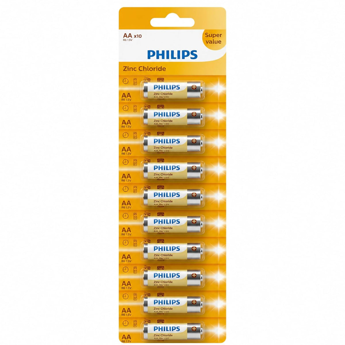 Philips R6G10B/94 AA Zinc Chloride Battery (Pack of 10)