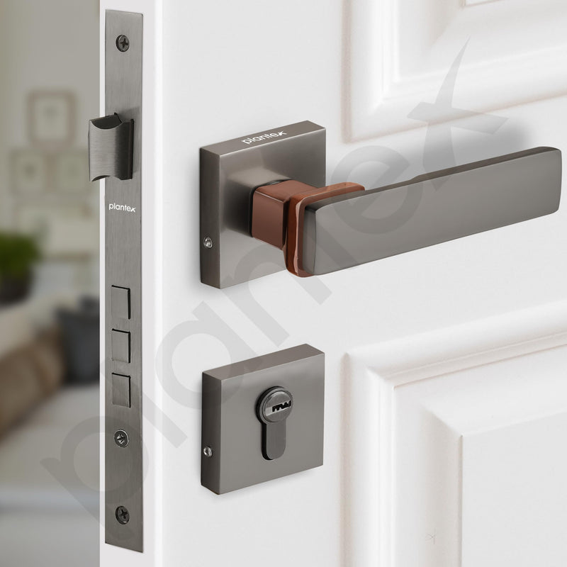 Plantex Triple Security Door Lock for Home/Main Door Lock Set with 3 Years of Warranty/Mortise Lock for Door with Brass Lock Body & Cylinder (7116 - PVD Choco & Satin Black)-6