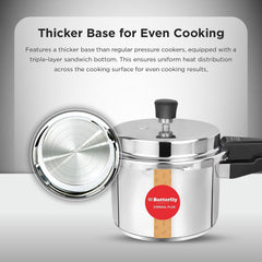 Butterfly Cordial Plus 2L, 3L & 5L SS Pressure Cooker Combo | Stainless Steel | Induction & Gas Stove Compatible| ISI Certified| Triple Safety System| Silver