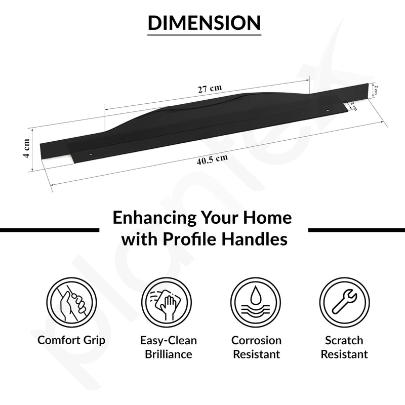Plantex Profile Handle for Kitchen Cabinet/16 Inch Aluminium Drawer Profile Handle/Wardrobe Pull Handle for Home/Office/Hotel - Pack of 1 (Black) (Model APS-PF-1001)-3