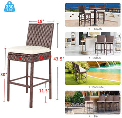 Manfredo Outdoor Patio Bar Chair 2 Chairs For Balcony (Brown)