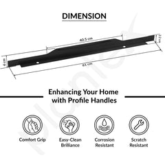 Plantex Profile Handle for Kitchen Cabinet/32 Inch Aluminium Drawer Profile Handle/Wardrobe Pull Handle for Home/Office/Hotel - Pack of 5 (Black) (Model APS-PF-1002)-3