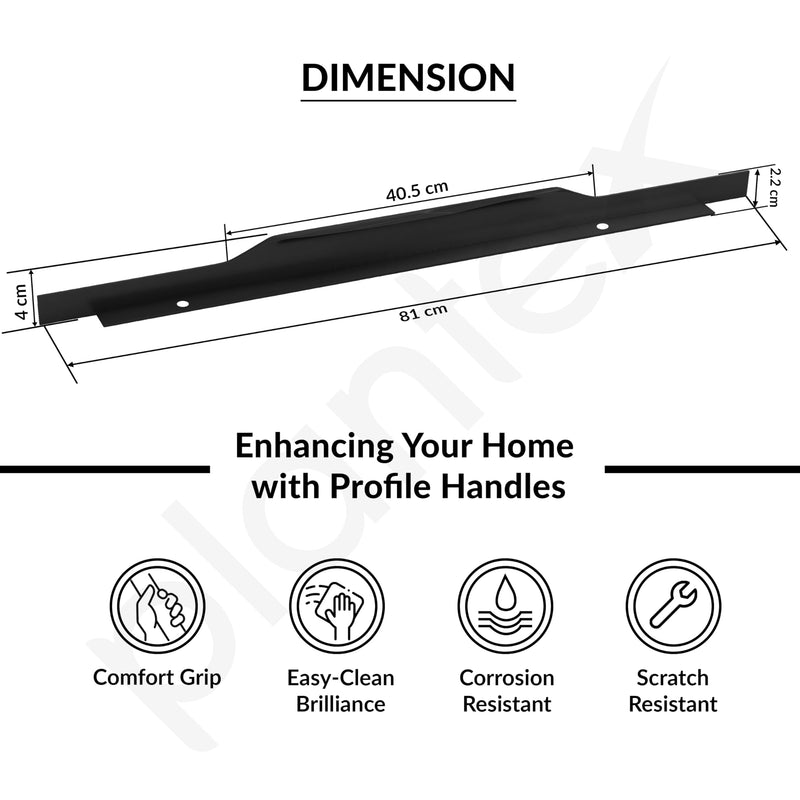 Plantex Profile Handle for Kitchen Cabinet/32 Inch Aluminium Drawer Profile Handle/Wardrobe Pull Handle for Home/Office/Hotel - Pack of 5 (Black) (Model APS-PF-1002)-3