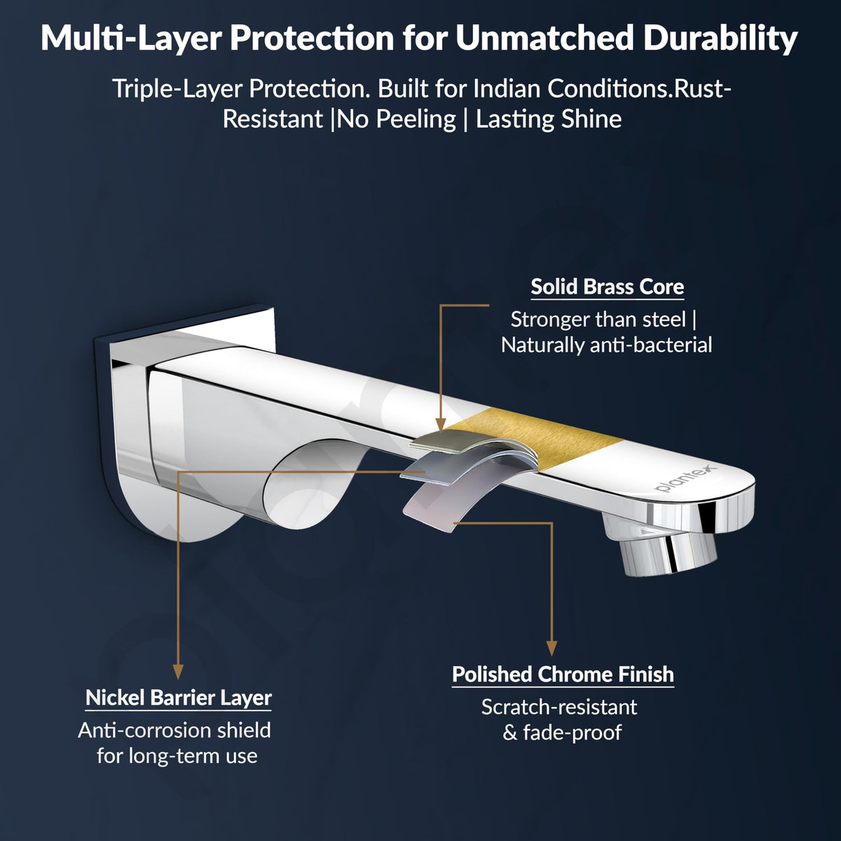 Plantex Pure Brass Bath Tub Spout with Wall Flange/High Flow Spout for Bathroom-(Chrome)-4