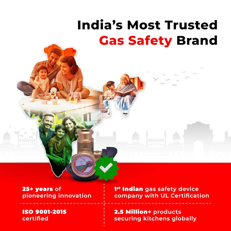 INDIA'S Original Gas Cylinder Safety Device | Gas Leakage Detector | Gas Safe Device | 30% Gas Savings | 3-Year Warranty