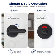 Plantex Bathroom Indicator Lock/Stainless Steel Indicator Deadbolt for Home/Toilet Partition Door Lock/Round Indicator Bolt Bathroom - Pack of 1 (Black)-4