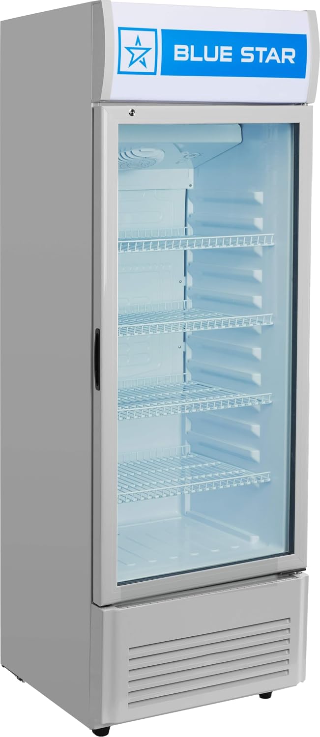 Blue Star VC325 5 Star Frost Free Vertical Glass Single Door Visi Cooler (300L, white)