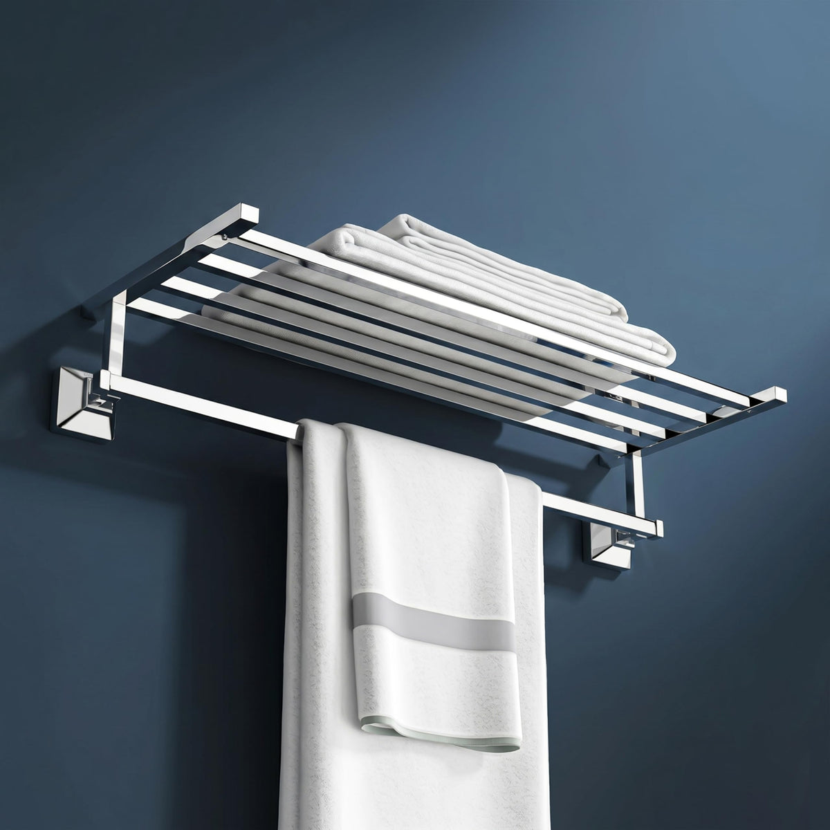 Plantex 304 Grade Stainless Steel Towel Rack for Bathroom/Towel Rod/Towel Hanger/Bathroom Accessories - Squaro (18-Inch) Chrome-1