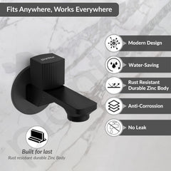 Plantex Single Knob Water Tap for Bathroom with Water-Saving Aerator/Wall Mount Bib Cock with Wall Flange and Teflon Tape/Brass Spindle Bib Tap for Home (Black)-2