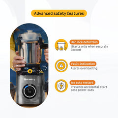 Atomberg Zenova Mixer Grinder | Unique Coarse Mode for Silbatta-like Texture | Intelligent BLDC Motor | Safety Features | 4 Jars including Chopper | Hands-Free Operation (Sand Grey)