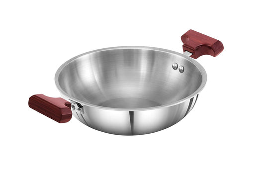 Hawkins 1.5 Litre Deep Fry Pan, Triply Stainless Steel Kadai, Flat Bottom Induction Kadhai, Small Kadai, Silver (SSD15)