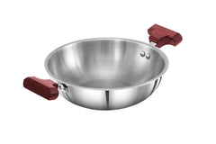 Hawkins 1.5 Litre Deep Fry Pan, Triply Stainless Steel Kadai with Glass Lid, Flat Bottom Induction Kadhai, Small Kadai, Silver (SSD15G)