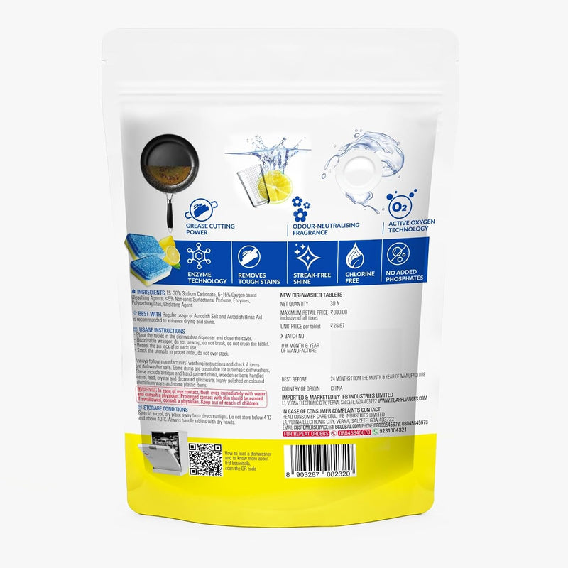 IFB Essentials Dishwasher Tablets, Yellow, Small 30 tablets