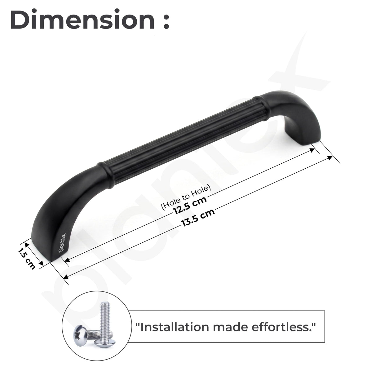 Plantex Cabinet Handle/128mm Handle for Drawer/Wardrobe/Kitchen Handle/Pull-Push Handle for Home/Office - Pack of 1 (Black) (Model APS-PH-105)-2