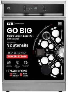 IFB 15 Place Freestanding Dishwasher with DeepClean® Technology, 3rd Cutlery Tray, 70°C Hot Water Wash, Turbo Drying, An