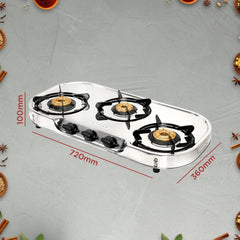 Faber high efficiency 3 Brass Burner gas stove|| Stainless Steel|| ISI Certified gas stove, Manual Ignition, (COOKTOP CR
